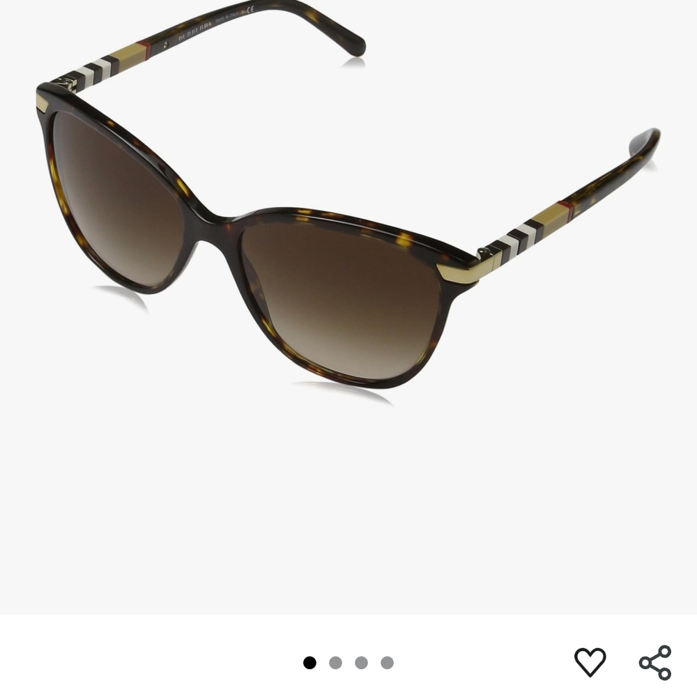 NWOT Burberry Tortoiseshell Cat-Eye Sunglasses with Gold Accents And Case